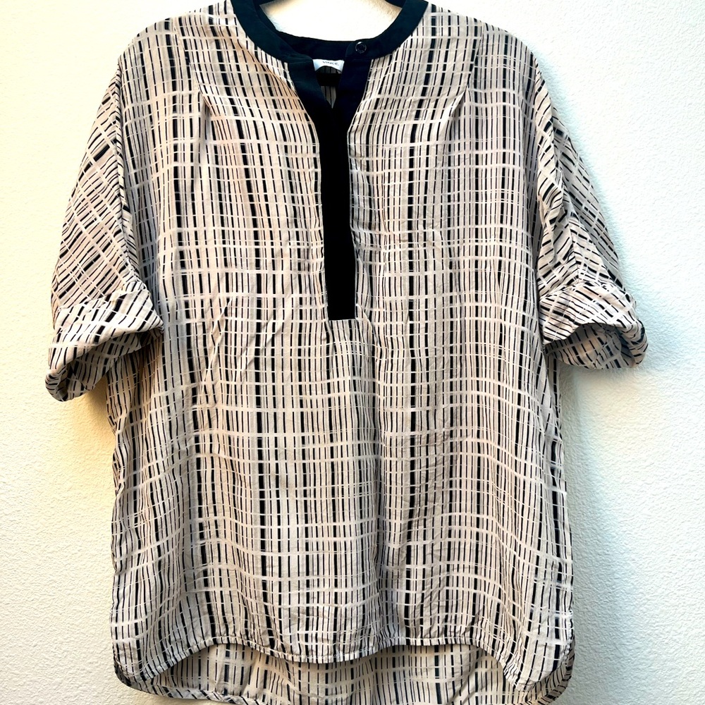 Vince Black and Cream Checkered Blouse